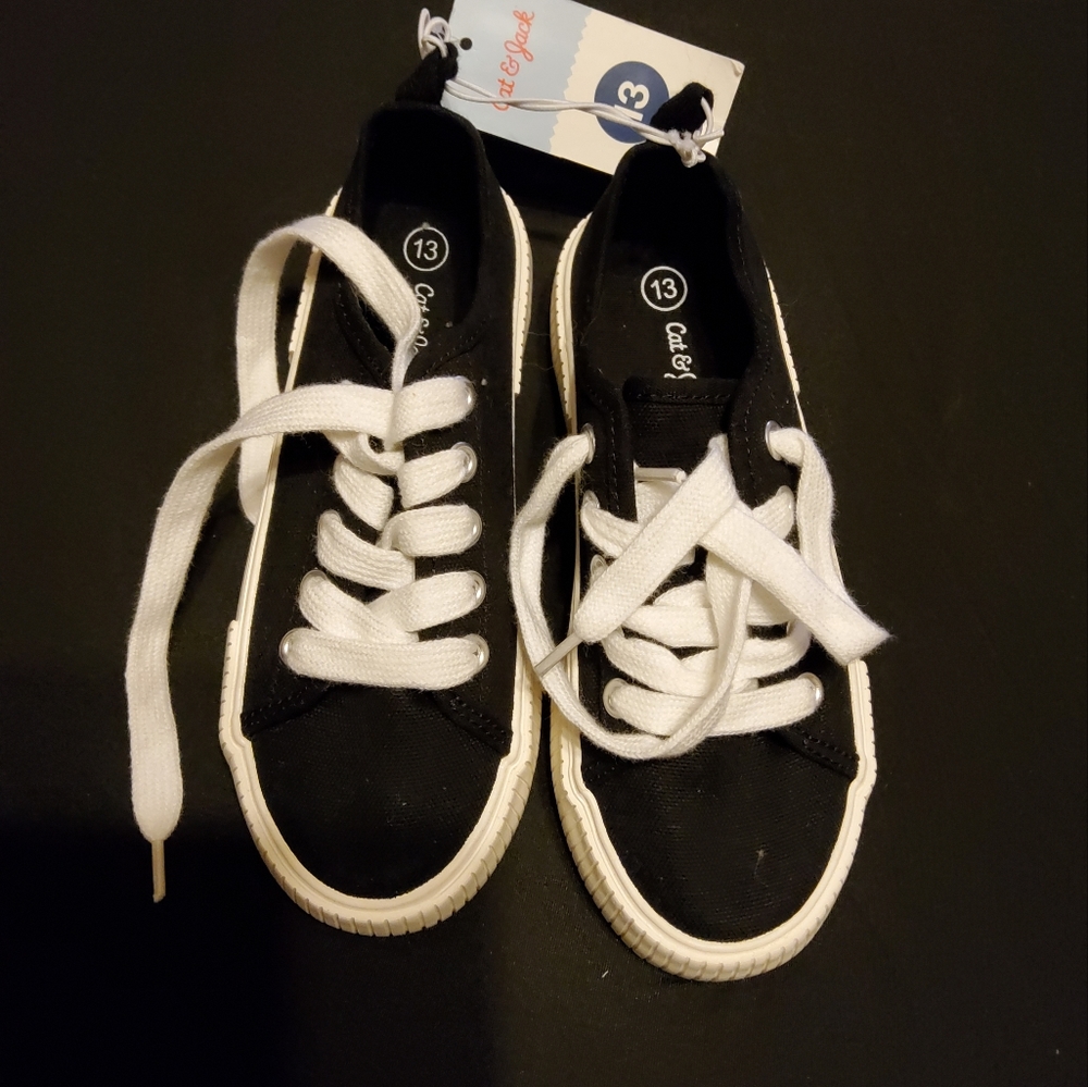 Cat & Jack Black and White Kids Sneakers - Picture 2 of 5